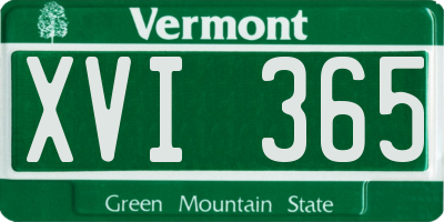 VT license plate XVI365