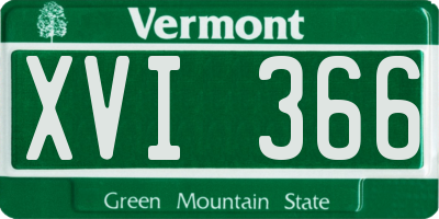 VT license plate XVI366