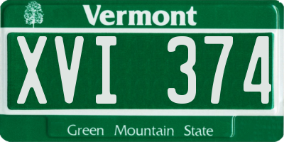 VT license plate XVI374
