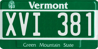 VT license plate XVI381
