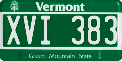 VT license plate XVI383