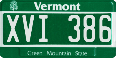 VT license plate XVI386