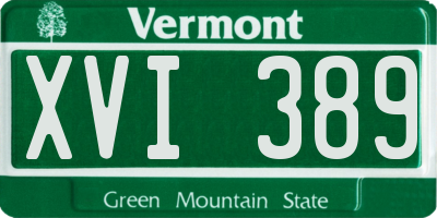 VT license plate XVI389