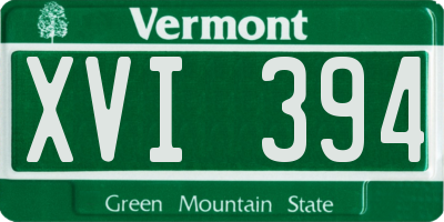 VT license plate XVI394