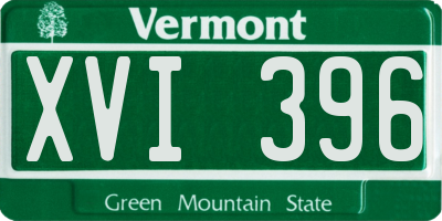 VT license plate XVI396