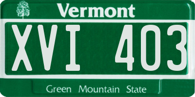 VT license plate XVI403