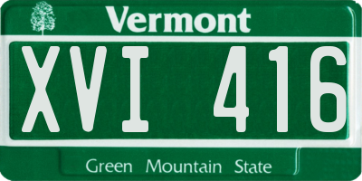 VT license plate XVI416