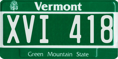 VT license plate XVI418