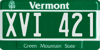 VT license plate XVI421