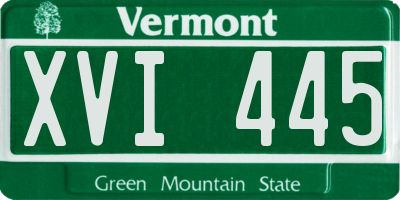 VT license plate XVI445