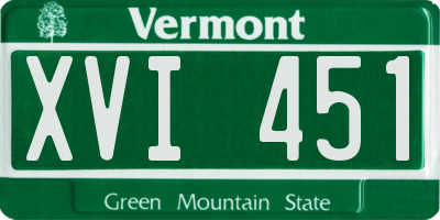 VT license plate XVI451