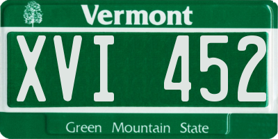 VT license plate XVI452