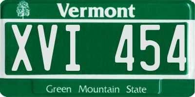 VT license plate XVI454