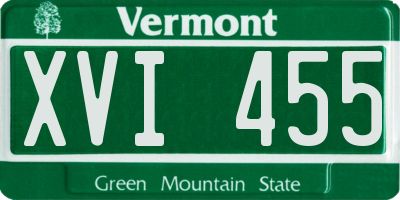 VT license plate XVI455