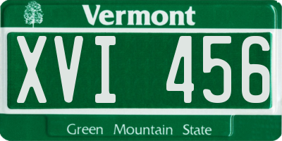 VT license plate XVI456