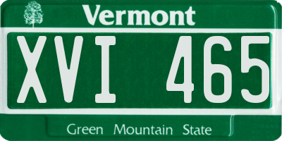 VT license plate XVI465