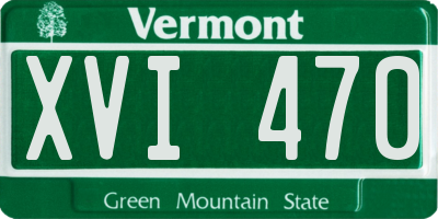 VT license plate XVI470