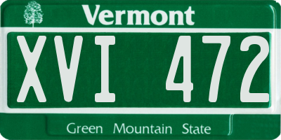 VT license plate XVI472