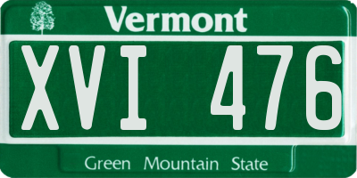 VT license plate XVI476