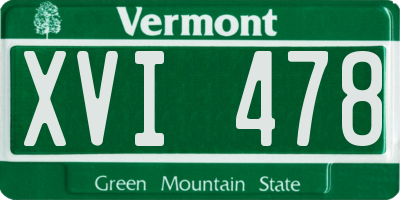 VT license plate XVI478