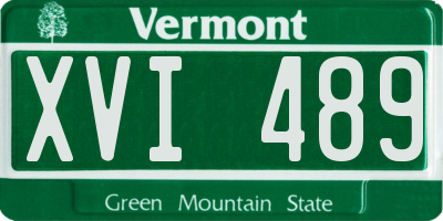 VT license plate XVI489
