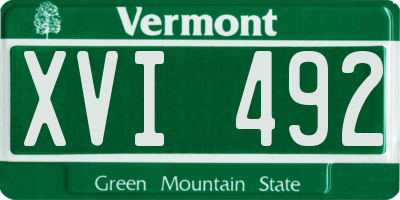 VT license plate XVI492