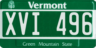 VT license plate XVI496