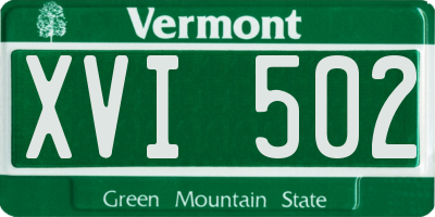 VT license plate XVI502