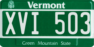 VT license plate XVI503
