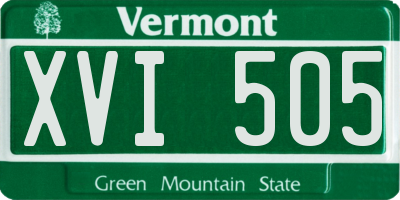 VT license plate XVI505