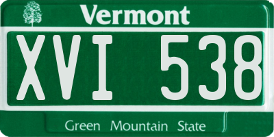 VT license plate XVI538