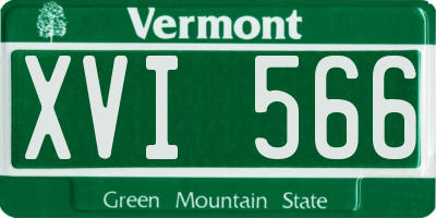 VT license plate XVI566