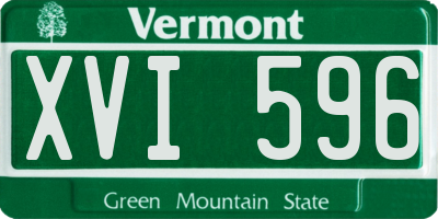VT license plate XVI596