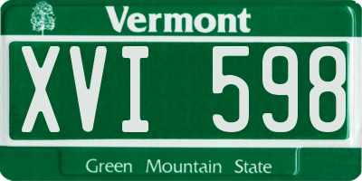 VT license plate XVI598