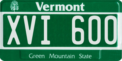 VT license plate XVI600