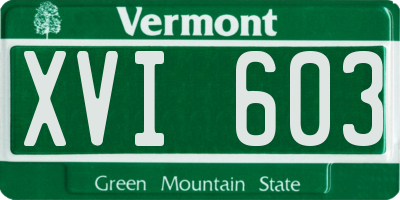 VT license plate XVI603