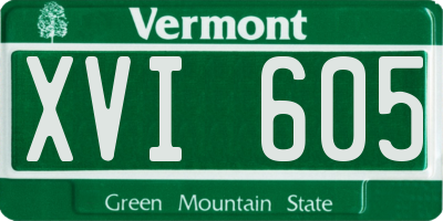VT license plate XVI605