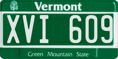 VT license plate XVI609