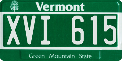 VT license plate XVI615