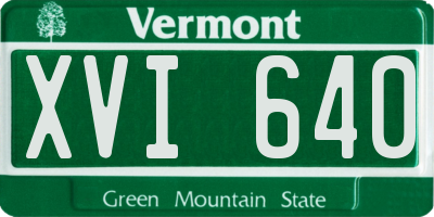 VT license plate XVI640