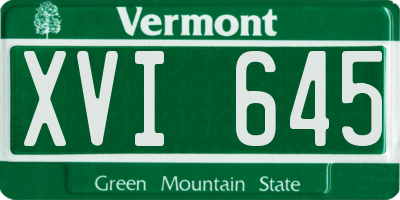 VT license plate XVI645