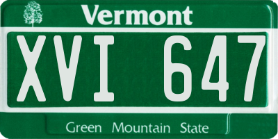 VT license plate XVI647