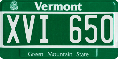 VT license plate XVI650