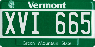 VT license plate XVI665