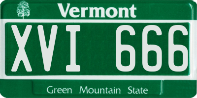 VT license plate XVI666