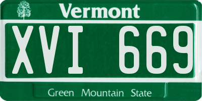 VT license plate XVI669