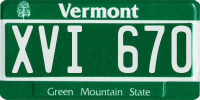 VT license plate XVI670