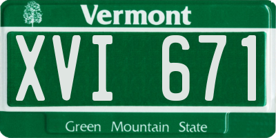 VT license plate XVI671