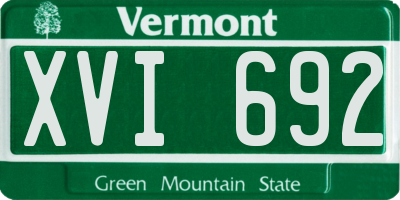 VT license plate XVI692