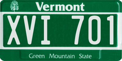 VT license plate XVI701